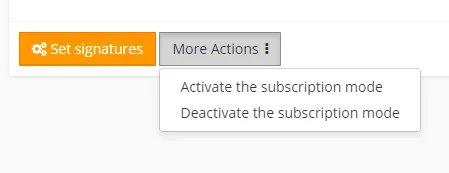 Set signatures action button